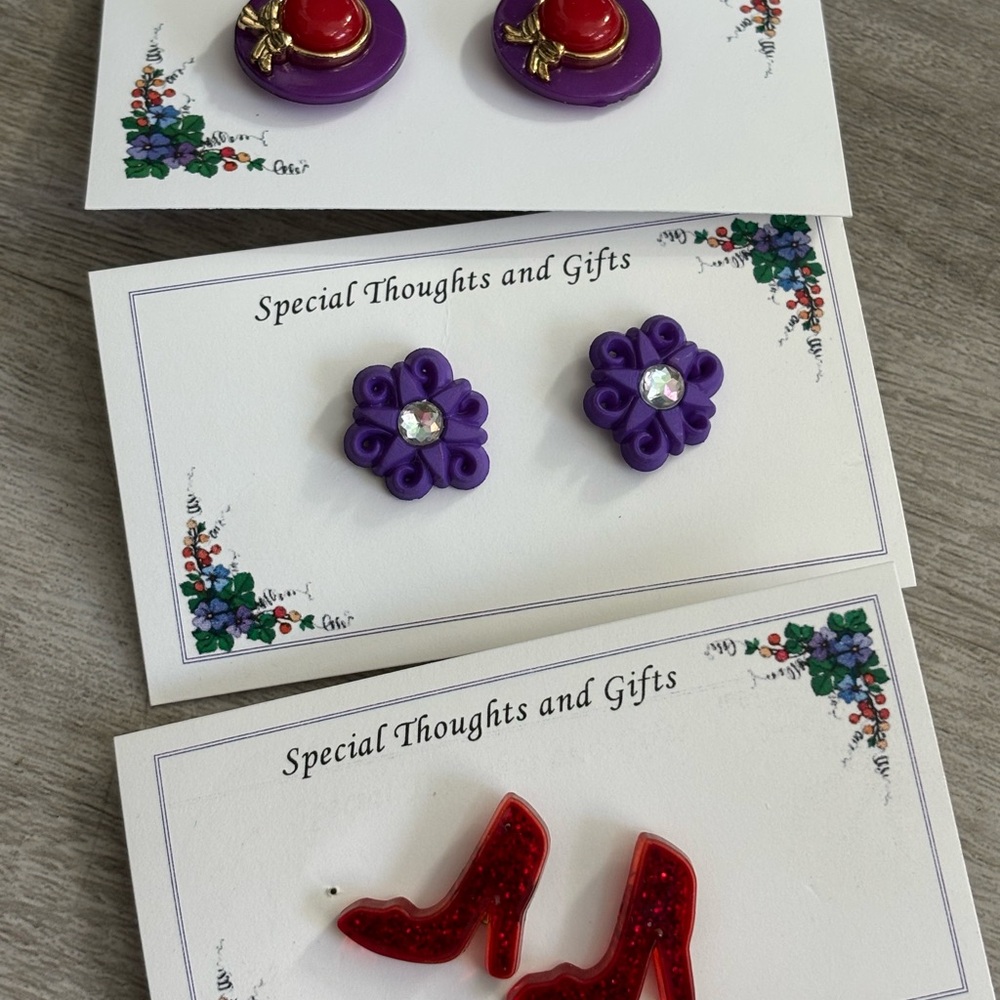 Purple and Red Earrings Set